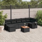 vidaXL Set mobilier de grădină cu perne, 8 piese, negru, poliratan vidaXL Set mobilier de grădină cu perne, 8 piese, negru, poliratan