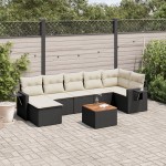 vidaXL Set mobilier de grădină cu perne, 8 piese, negru, poliratan vidaXL Set mobilier de grădină cu perne, 8 piese, negru, poliratan