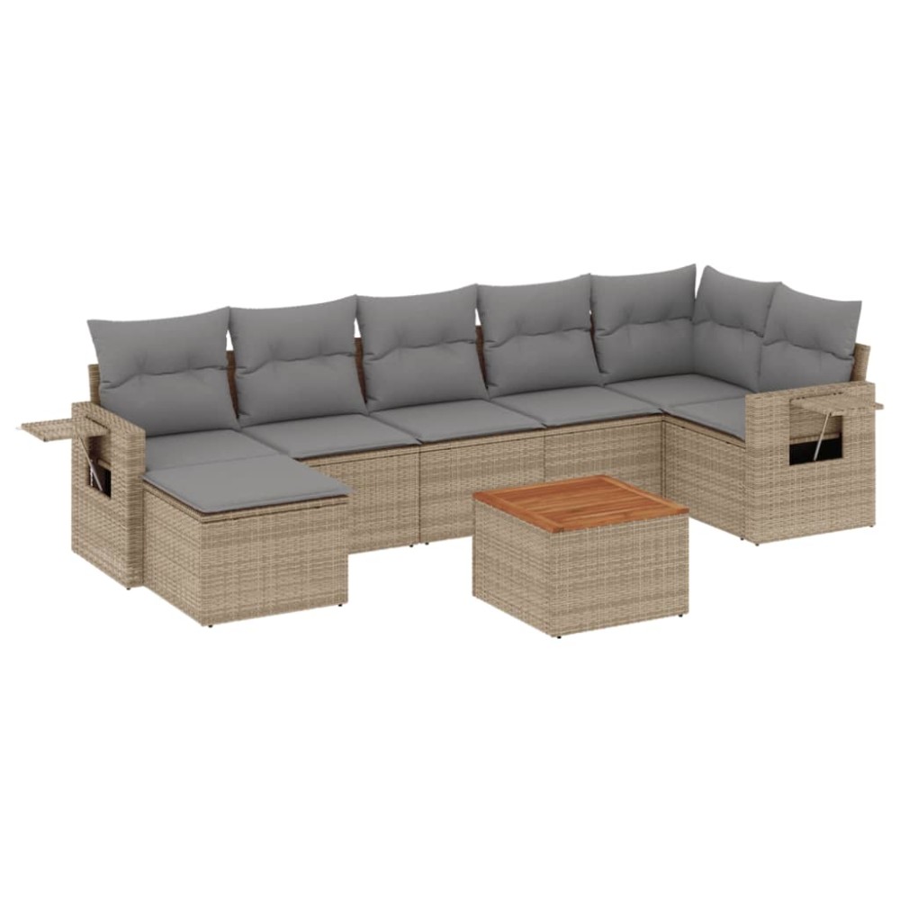 vidaXL Set canapele de grădină, 8 piese, cu perne, bej, poliratan