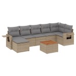 vidaXL Set canapele de grădină, 8 piese, cu perne, bej, poliratan vidaXL Set canapele de grădină, 8 piese, cu perne, bej, poliratan