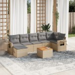 vidaXL Set canapele de grădină, 8 piese, cu perne, bej, poliratan vidaXL Set canapele de grădină, 8 piese, cu perne, bej, poliratan