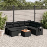 vidaXL Set mobilier de grădină cu perne, 8 piese, negru, poliratan vidaXL Set mobilier de grădină cu perne, 8 piese, negru, poliratan