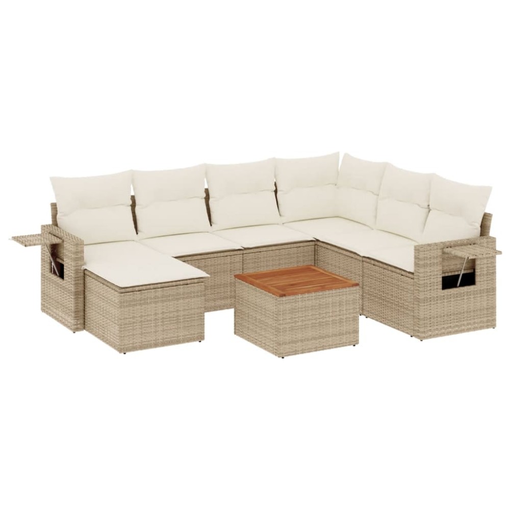 vidaXL Set canapele de grădină, 8 piese, cu perne, bej, poliratan