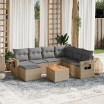 vidaXL Set canapele de grădină, 8 piese, cu perne, bej, poliratan vidaXL Set canapele de grădină, 8 piese, cu perne, bej, poliratan