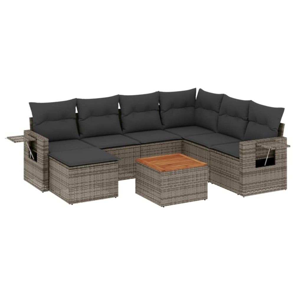 vidaXL Set canapele de grădină cu perne, 8 piese, gri, poliratan