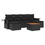 vidaXL Set canapele de grădină cu perne, 7 piese, negru, poliratan