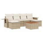 vidaXL Set canapele de grădină, 7 piese, cu perne, bej, poliratan vidaXL Set canapele de grădină, 7 piese, cu perne, bej, poliratan