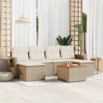 vidaXL Set canapele de grădină, 7 piese, cu perne, bej, poliratan vidaXL Set canapele de grădină, 7 piese, cu perne, bej, poliratan