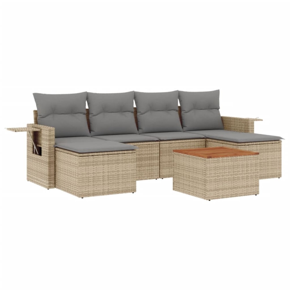 vidaXL Set canapele de grădină, 7 piese, cu perne, bej, poliratan
