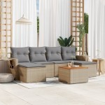 vidaXL Set canapele de grădină, 7 piese, cu perne, bej, poliratan vidaXL Set canapele de grădină, 7 piese, cu perne, bej, poliratan