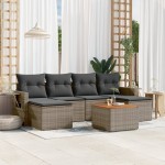 vidaXL Set canapele de grădină, 7 piese, cu perne, gri, poliratan vidaXL Set canapele de grădină, 7 piese, cu perne, gri, poliratan