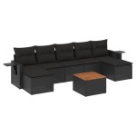 vidaXL Set mobilier de grădină cu perne, 8 piese, negru, poliratan vidaXL Set mobilier de grădină cu perne, 8 piese, negru, poliratan