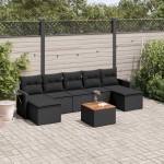 vidaXL Set mobilier de grădină cu perne, 8 piese, negru, poliratan vidaXL Set mobilier de grădină cu perne, 8 piese, negru, poliratan
