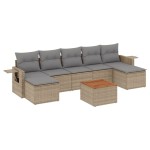 vidaXL Set canapele de grădină, 8 piese, cu perne, bej, poliratan vidaXL Set canapele de grădină, 8 piese, cu perne, bej, poliratan
