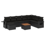 vidaXL Set mobilier de grădină cu perne, 9 piese, negru, poliratan vidaXL Set mobilier de grădină cu perne, 9 piese, negru, poliratan