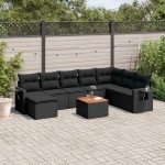 vidaXL Set mobilier de grădină cu perne, 9 piese, negru, poliratan vidaXL Set mobilier de grădină cu perne, 9 piese, negru, poliratan