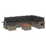 vidaXL Set canapele de grădină, 9 piese, cu perne, gri, poliratan vidaXL Set canapele de grădină, 9 piese, cu perne, gri, poliratan