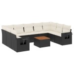 vidaXL Set canapele de grădină cu perne, 10 piese, negru, poliratan vidaXL Set canapele de grădină cu perne, 10 piese, negru, poliratan