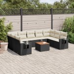 vidaXL Set canapele de grădină cu perne, 10 piese, negru, poliratan vidaXL Set canapele de grădină cu perne, 10 piese, negru, poliratan