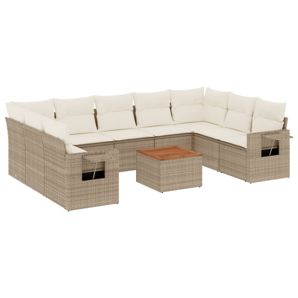 vidaXL Set canapele de grădină cu perne, 10 piese, bej, poliratan