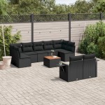 vidaXL Set canapele de grădină cu perne, 10 piese, negru, poliratan vidaXL Set canapele de grădină cu perne, 10 piese, negru, poliratan