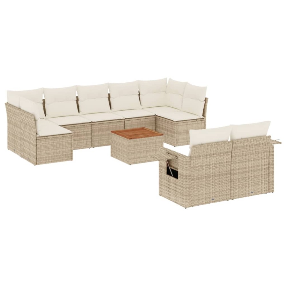 vidaXL Set canapele de grădină cu perne, 10 piese, bej, poliratan
