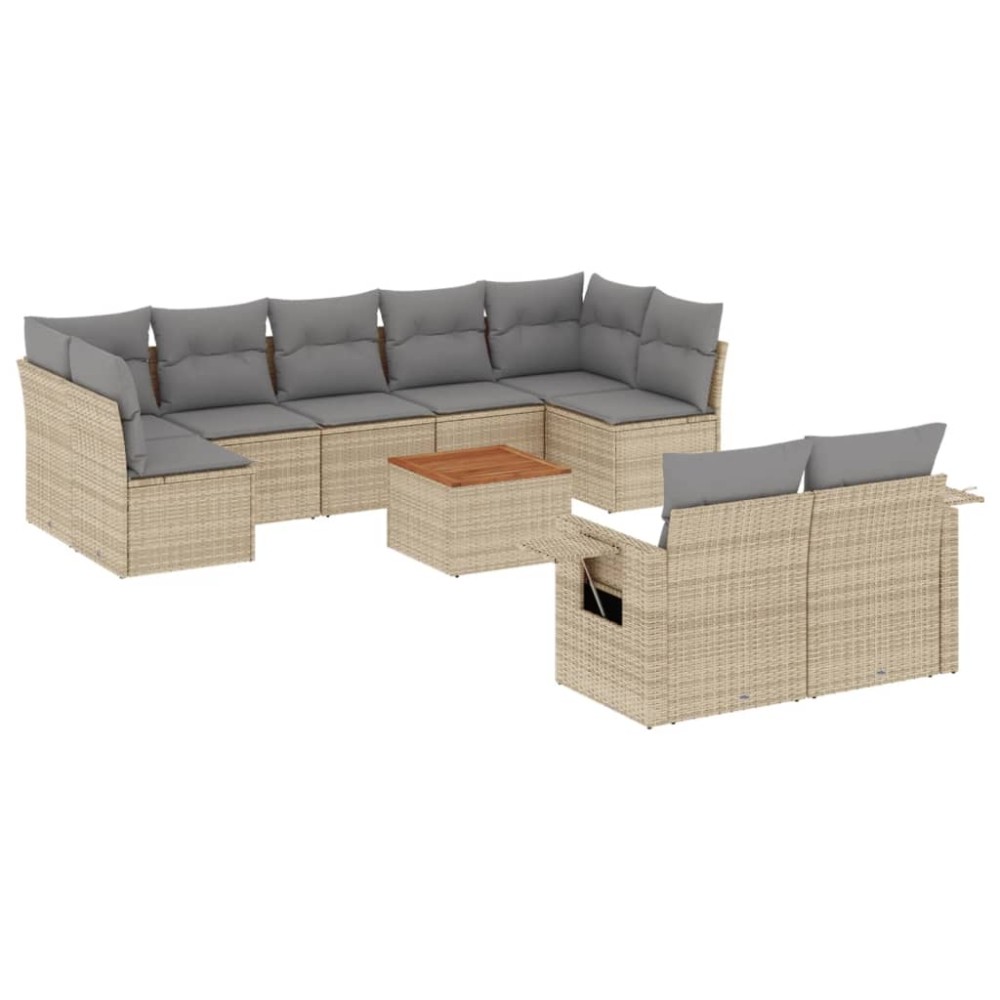 vidaXL Set canapele de grădină cu perne, 10 piese, bej, poliratan