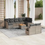 vidaXL Set mobilier de grădină cu perne, 10 piese, gri, poliratan vidaXL Set mobilier de grădină cu perne, 10 piese, gri, poliratan
