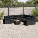 vidaXL Set canapele de grădină cu perne, 10 piese, negru, poliratan vidaXL Set canapele de grădină cu perne, 10 piese, negru, poliratan