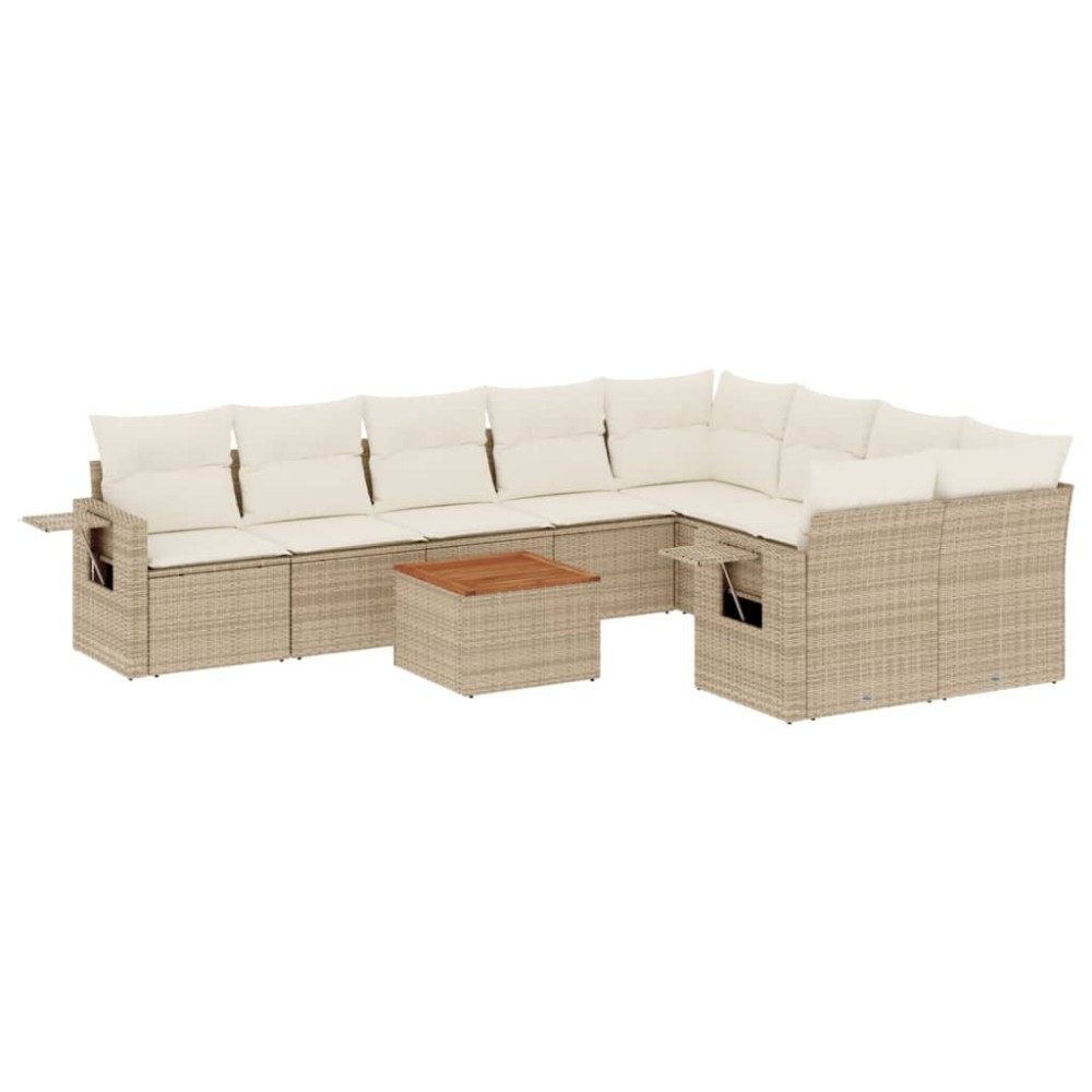 vidaXL Set canapele de grădină cu perne, 10 piese, bej, poliratan