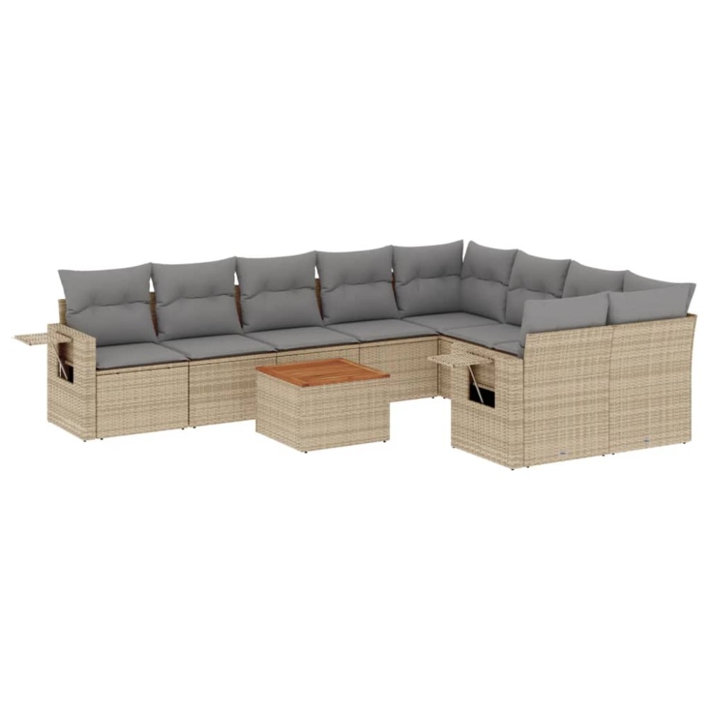 vidaXL Set canapele de grădină cu perne, 10 piese, bej, poliratan