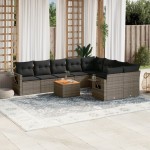vidaXL Set mobilier de grădină cu perne, 10 piese, gri, poliratan vidaXL Set mobilier de grădină cu perne, 10 piese, gri, poliratan