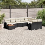 vidaXL Set canapele de grădină cu perne, 10 piese, negru, poliratan vidaXL Set canapele de grădină cu perne, 10 piese, negru, poliratan