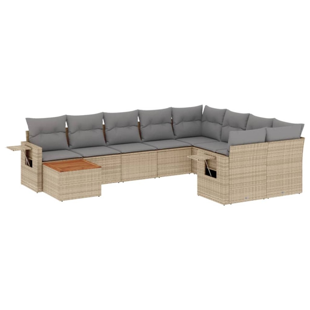 vidaXL Set canapele de grădină cu perne, 10 piese, bej, poliratan