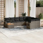 vidaXL Set mobilier de grădină cu perne, 10 piese, gri, poliratan vidaXL Set mobilier de grădină cu perne, 10 piese, gri, poliratan