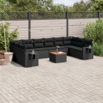 vidaXL Set canapele de grădină cu perne, 11 piese, negru, poliratan vidaXL Set canapele de grădină cu perne, 11 piese, negru, poliratan