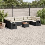vidaXL Set canapele de grădină cu perne, 11 piese, negru, poliratan vidaXL Set canapele de grădină cu perne, 11 piese, negru, poliratan