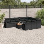 vidaXL Set canapele de grădină cu perne, 11 piese, negru, poliratan vidaXL Set canapele de grădină cu perne, 11 piese, negru, poliratan