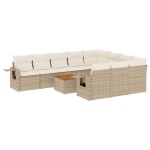vidaXL Set canapele de grădină cu perne, 11 piese, bej, poliratan