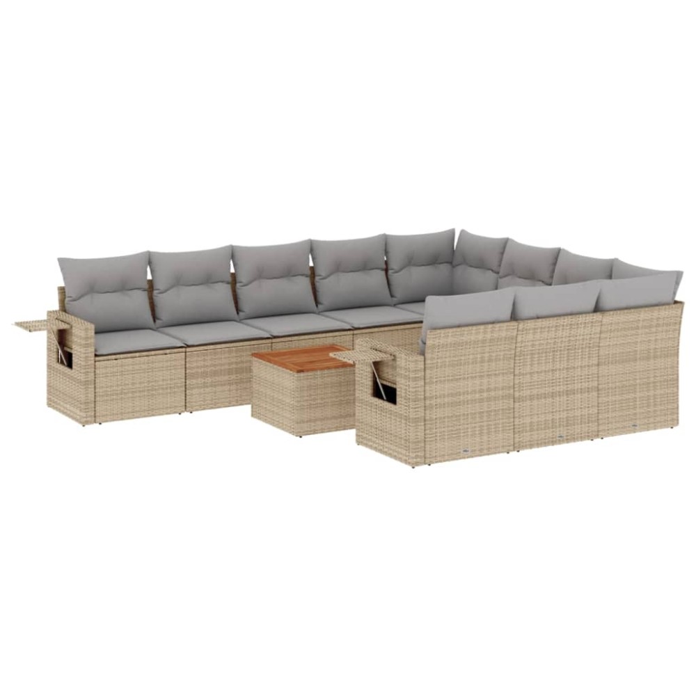 vidaXL Set canapele de grădină cu perne, 11 piese, bej, poliratan