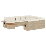 vidaXL Set canapele de grădină cu perne, 11 piese, bej, poliratan