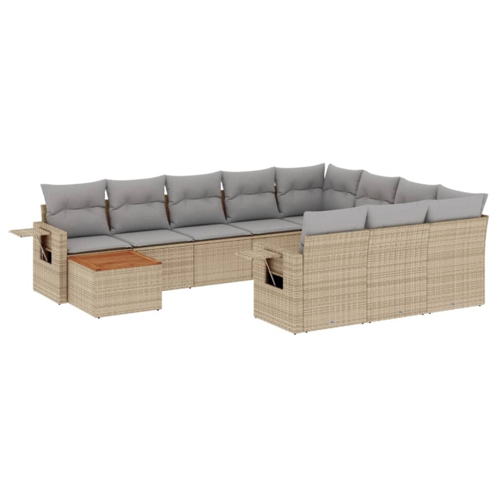vidaXL Set canapele de grădină cu perne, 11 piese, bej, poliratan