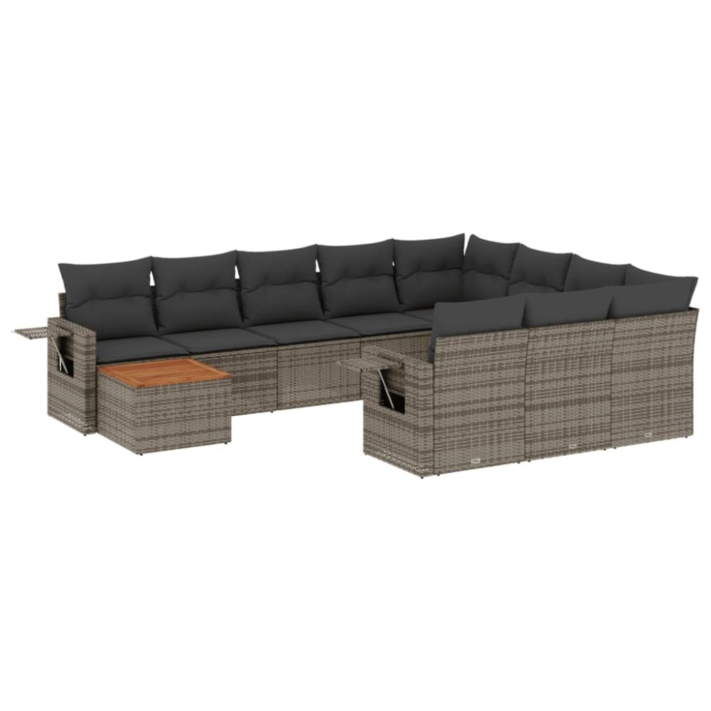 vidaXL Set canapele de grădină cu perne, 11 piese, gri, poliratan