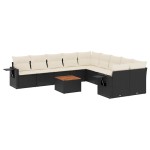 vidaXL Set canapele de grădină cu perne, 11 piese, negru, poliratan vidaXL Set canapele de grădină cu perne, 11 piese, negru, poliratan