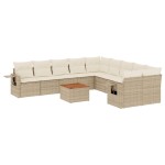 vidaXL Set canapele de grădină cu perne, 11 piese, bej, poliratan