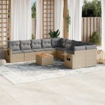 vidaXL Set canapele de grădină cu perne, 11 piese, bej, poliratan vidaXL Set canapele de grădină cu perne, 11 piese, bej, poliratan
