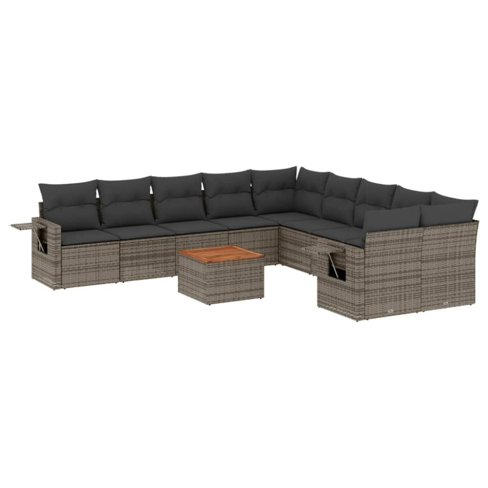 vidaXL Set canapele de grădină cu perne, 11 piese, gri, poliratan