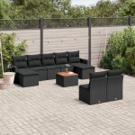 vidaXL Set canapele de grădină cu perne, 10 piese, negru, poliratan vidaXL Set canapele de grădină cu perne, 10 piese, negru, poliratan