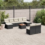 vidaXL Set canapele de grădină cu perne, 10 piese, negru, poliratan vidaXL Set canapele de grădină cu perne, 10 piese, negru, poliratan
