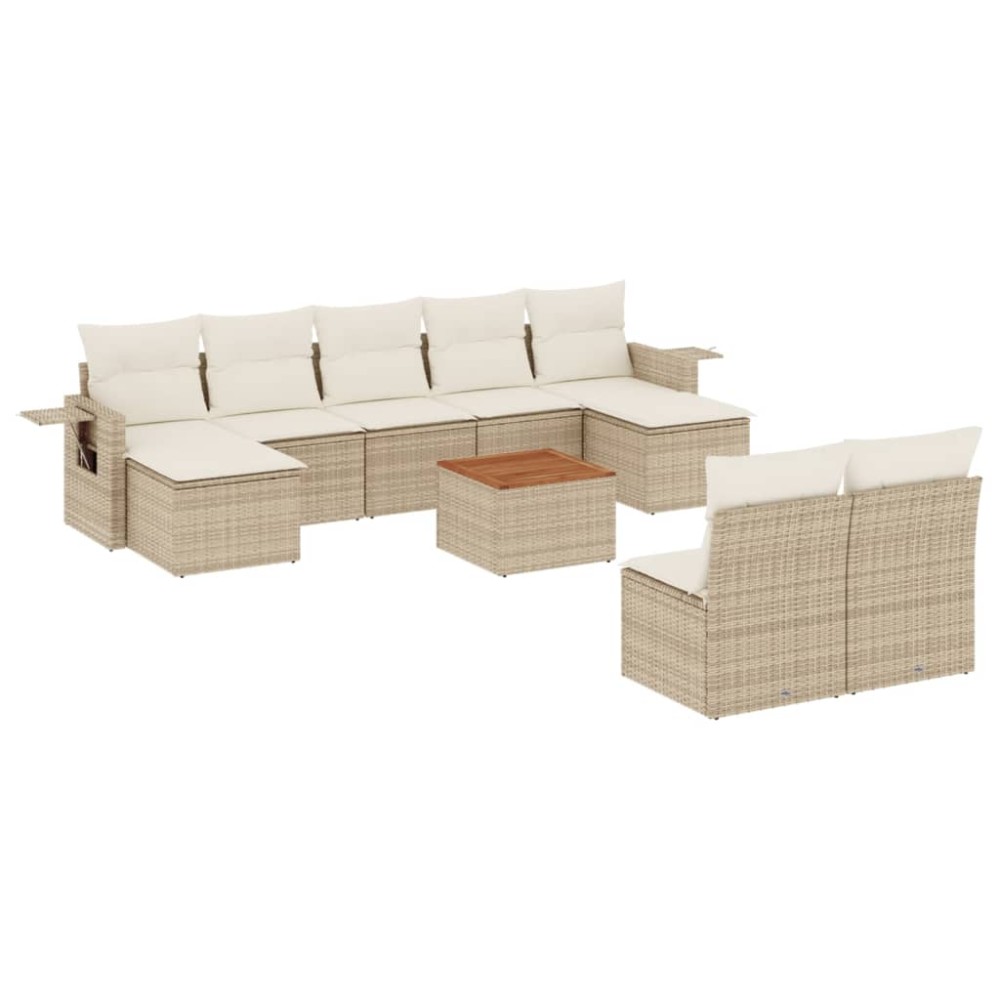 vidaXL Set canapele de grădină cu perne, 10 piese, bej, poliratan